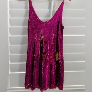 Free People Fuchsia/Gold Sequin Dress/Top